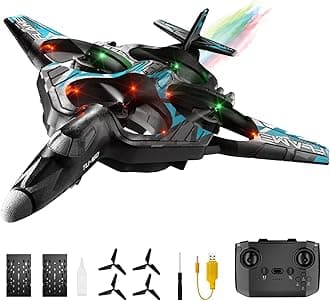 RC Aircraft 4 CH, Remote-controlled fighter jet with 3 modes, stunt roll, cool lights, F-22 RC aircraft ready to fly, great jet aircraft gift toy for boys, children, adults and beginners