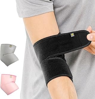 BRACOO Elbow Support Brace, Men Women, Adjustable Neoprene Support Sleeve for Tennis, Golf, Pickleball, Weightlifting, ES10