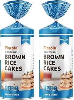 Pintola Organic Brown Rice Cake Lightly Salted (130g x 2) | Gluten-Free Snack | 9 Wholegrains | Low Fat | 30 Calories per Cake | Soy & Yeast Free | Healthy Snack for Weight Loss
