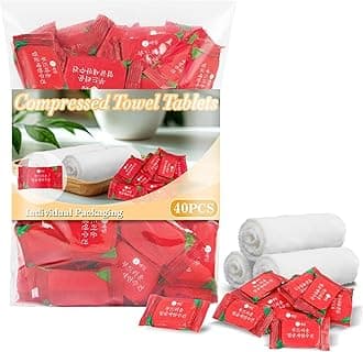 40PCS Compressed Towel Tablets - Travel Towel, Disposable Face Towels for Travel,Camping Towel, Disposable Washcloths for Adults Hiking Gear Individual Packaging Face Remove Makeup Wipes