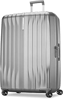 UpLIFT X-Large Checked Hardside Luggage with Spinner Wheels - Airline-Approved, TSA Lock, Adjustable Handle System - Polycarbonate Hard Suitcase for Ultra Lightweight Travel - Silver Shimmer