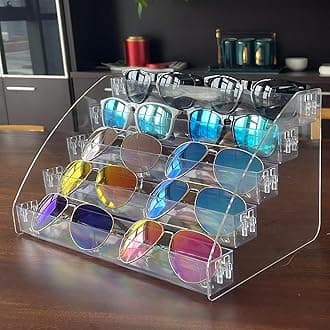 MineSign Sunglasses Organizer Clear Eyeglasses Display Case Sticker Display Tray Box For Glasses Tabletop Holder Stand (5 layer)