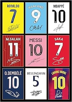 Bellingham Messi Ronaldo Mbappe Lamine Yamal Salah Dembele Saka Signed A4 Printed Photo Picture Display Gift For Football Fans Digitally Reproduced Signature Unframed