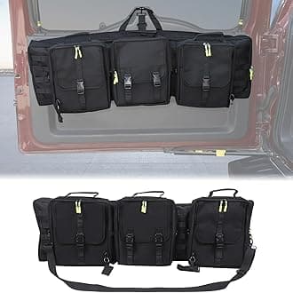 Aunginsy Tailgate Panel Storage Bags Compatible with Toyota FJ Cruiser 2007-2021+ Car Rear Trunk Organizer Back Door Panel Storage Pockets Box Multi-Compartment Oxford Cloth Expansion Accessories