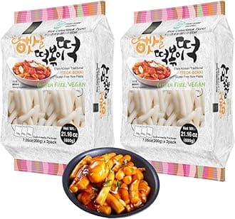 Korean Rice Cake Tteokbokki Stick – 2 Pack (3 Individual Package X 2 Pack) Vegan, Non-GMO, Gluten Free, Tteok Rice Cakes Food Pasta 21.16 oz Per Pack