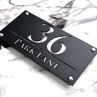 K SMART SIGN | LUXE H3 F32 | House Numbers Plaques House Numbers Door Laser Signs Number Name Personalised Plaques For Outside 3D Laser Cut acrylic Mirrored Marble (Matt Black & White Marble)