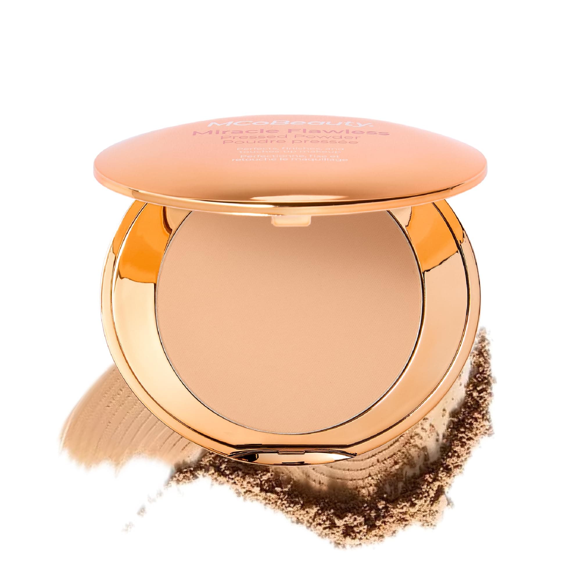 Miracle Flawless Pressed Powder Medium Warm - Setting Powder Makeup for Face with Rose Flower Extract Sweet Almond Oil - Blurring Finishing Compact Powder, Vegan Cruelty Free - 0.31 oz