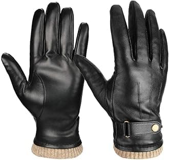 Mens Winter Gloves Nappa Leather Warm Wool Touchscreen Dress Glove - Thermal Gifts for Dad or Husband