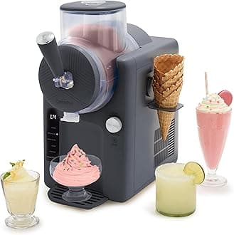 - GreenPan Frost Ice Cream Maker & Slushie Machine, Soft Serve, Sorbet, Margaritas, Milkshakes, Frozen Yogurt, No Pre-Freezing, Ready in 15 Mins, 6 Modes, 7 Textures, Self-Cleaning, Family Size, Gray