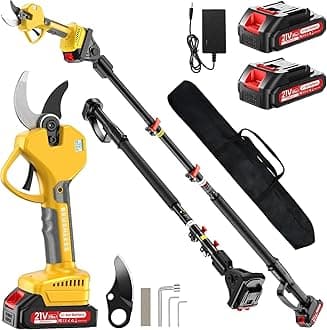 2-in-1 Pole Pruning Shears, 2.6 Inches Opening size Cordless Electric Pole Pruners - Brushless Motor, 2.0Ah*2 Batteries, SK7 Blade, 8.7FT Adjustable Branches Cutter for Tree Trimming