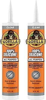 Waterproof Caulk & Seal 100% Silicone Sealant, Clear, 10oz Cartridge (Pack of 2)