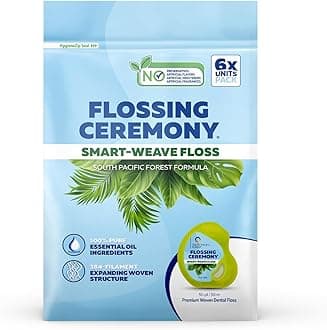 | Expanding Woven Dental Floss | Smart-Weave Floss | Vegan | Natural | Non-Toxic & PFAS Free | Eucalyptus & Manuka | Hilo Dental para Dientes | 55 Yards x 6 Units