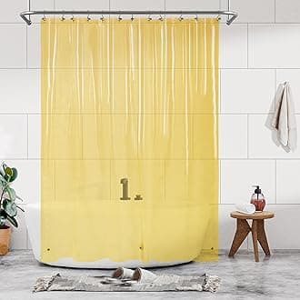 Barossa Design Clear Yellow Shower Curtain Liner - Premium PEVA Shower Liner with 3 Magnets & Metal Grommets, Waterproof Lightweight Standard Size Curtains for Bathroom - Translucent Yellow
