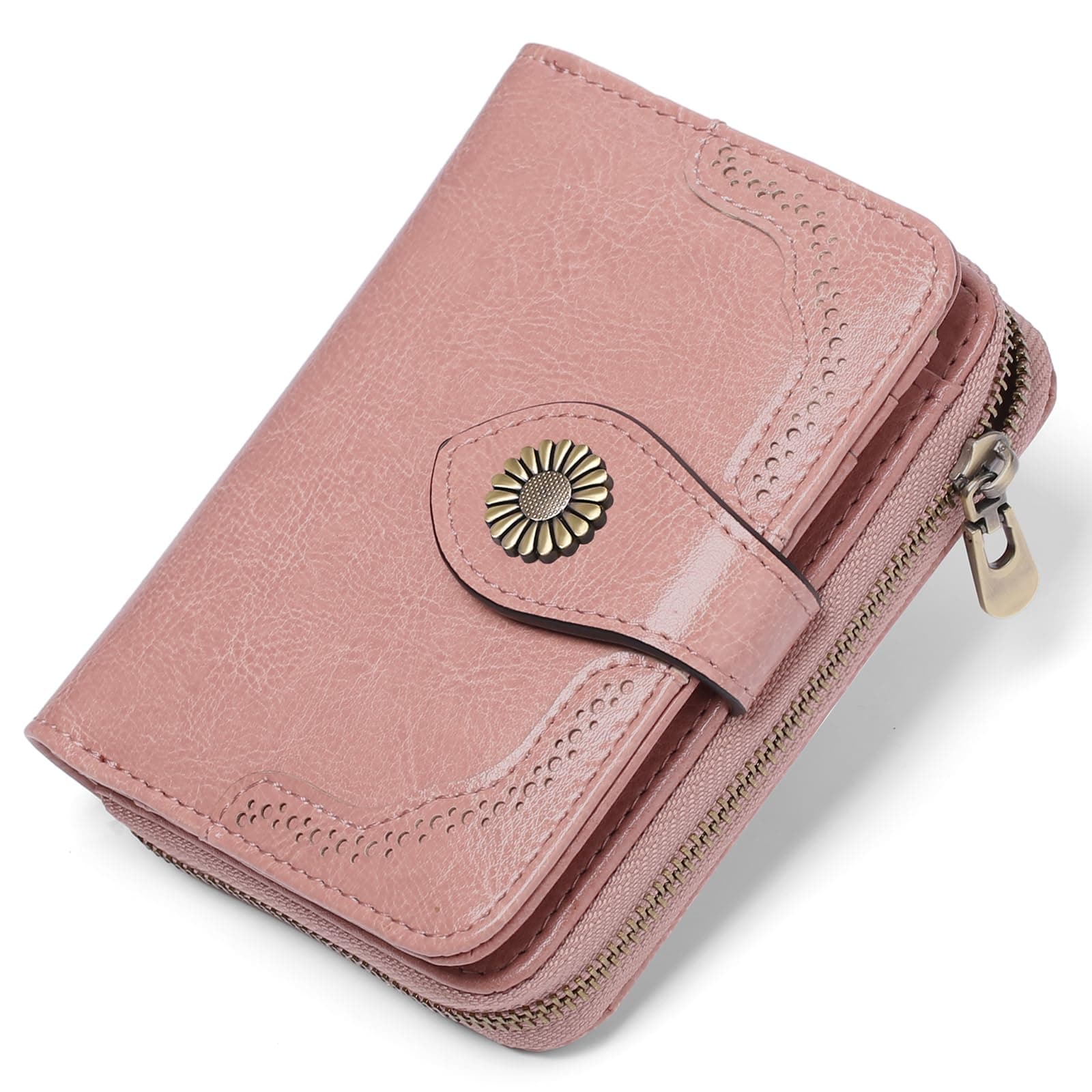 SENDEFN Small Womens Wallet Leather RFID Blocking with Multiple Card Slots and Zipper Coin Pocket