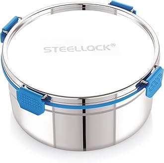 STEELLOCK PRO Stainless Steel Container/Dabba with Steel Lid Airtight for Food Storage, Easy to Carry, Leak Proof and Stackable (SLP-162/3000 ML)