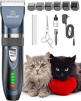 Oneisall Quiet Clipper, Cat Dogs, Professional Hair Trimmer For Long Cats With Thick Fur, Dog Shaver Powerful Motor (Blue)