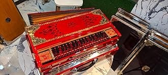 NamasteHimalayas Limited 4- Reed 13-Scale Professional Scale Changer Harmonium – Customised Rare Red Edition with Premium Brass Finish Best for Kirtan, Bhajan, Meditation, Sound Healing Therapy