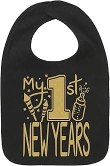 Aiden's Corner Cute Handmade Holiday Baby 1st New Year Bibs - Infant Boy Girl Gold Flake My First New Years Bib