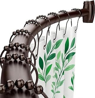 Curved Shower Curtain Rod for Bathroom, 40-72 Inches Adjustable Curved Shower Rod, 0.9MM Aluminum Shower Curtain Rod with Rotating Brackets for Extra Shower Space, Need to Drill, Bronze