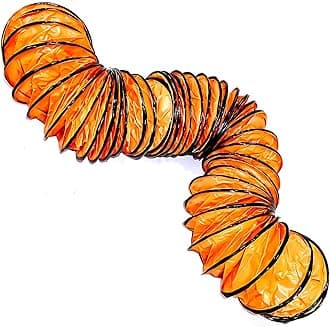 10"×16.4FT PVC Flexible Duct Hose Flame Retardant HVAC Ducting with Adjustable Rope Ducting Hose with D Hook & Steel Support for Utility Blower Exhaust Fan