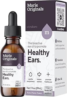 Marie Originals Natural Ear Oil Drops | Mullein Garlic Oil Ear Drops for Infection Prevention, Herbal Ear Ache Drops for Adults, Kids & Pets, Soothes Ear Pain & Wax Removal, Earache Remedies (1 Pack)