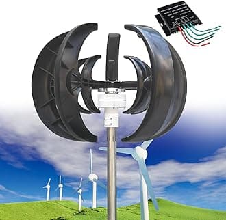 Wind Turbine Generator Kit, 12000W 12V/24V/48V Vertical Wind Turbine Electricity Set, 5 Blade Horizontal Wind Power Generator Kit for Home, Boat, Marine, Monitoring, Street Lighting,Black-24V