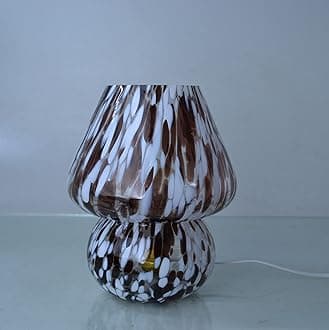 Mushroom Lamp in Black & White Murano Glass • Bedside lamp • Table Lamp • Made in India• Home Decor (Big)