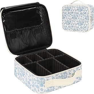 Relavel Travel Makeup Case, Professional Makeup Artist Makeup Bag, Portable Makeup Train Case Organizer with Adjustable Dividers, Cute Cosmetic Bags Birthday Gifts for Girls and Women, Floral Print