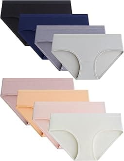 Adorel Teen Girls Knickers Solid Colour Underpants Pack of 8 Briefs