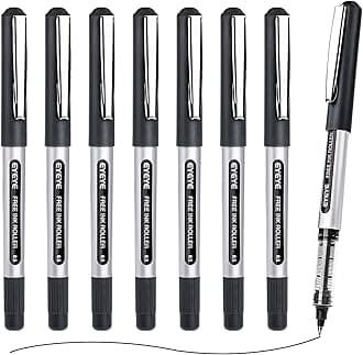 Rollerball Pens Black 0.5mm, 8 Pack Extra Fine Point Quick Dry, Liquid Ink Pens Fine Point Smooth Writing Pen for Journaling, Note Taking, Office, School Supplies