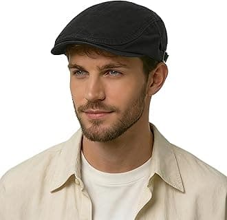 ZLYC Men Cotton Flat Cap Lightweight Ivy Irish Cabbie Driving Hat Newsboy Hats