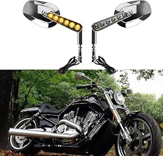 Pacewalker Muscle Rear View Mirrors with LED Turn Signals Light for H-arley Davidson VROD V-Rod VRSCF CHROME