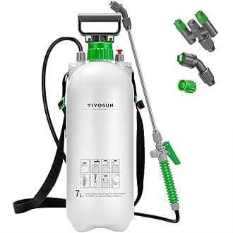 VIVOSUN 1.8 Gal/7L Pump Sprayer, Garden Water Sprayer for Plants, Weeds & Lawn Care, with 3 Nozzles, 50'' Long Hose & Pressure Relief Valve