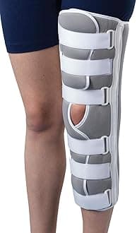 Knee Brace immobilizer adjustable- knee immobilizer brace support splint - knee support for injuries, post surgery(with adjustable velcro) (14 inches / 35 cms) (Small)