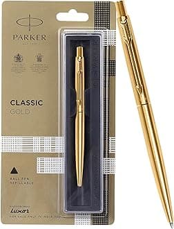 Classic Gold Ball Pen| Ink Color - Blue | Gift For Employees | Leading Pen For Entrepreneurs (Pack of 2)