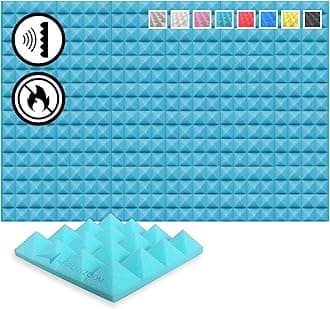 Arrowzoom New 24 Pieces 10x10x2inch Soundproofing Insulation Pyramid Acoustic Wall Foam Padding Studio Foam Tiles AZ1034 (BABY BLUE)