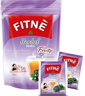 FITNE Black Currant Herbal Green Tea Fruity Garcinia Senna Infusion Gentle Detox Cleansing High Antioxidant Wellness Tea No Calories, 15 Tea Bags