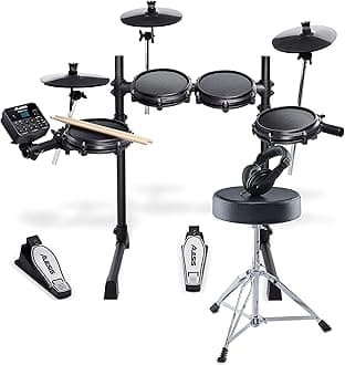 Drums Turbo Mesh Kit Bundle – Complete Electric Drum Kit with Mesh Pads, Sticks, Stool and Headphones
