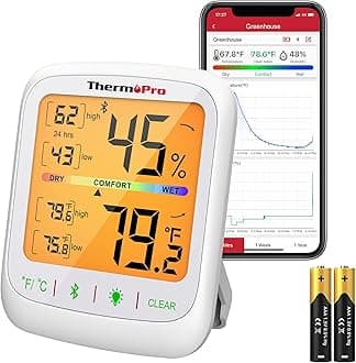 ThermoPro TP359 Bluetooth Hygrometer Thermometer, 260FT Wireless Remote Temperature and Humidity Monitor, with Large Backlit LCD, Indoor Room Thermometer and Humidity Gauge, Max Min Records