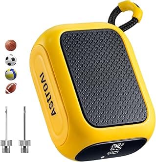 AstroAI Portable Electric Ball Pump - Ultra Fast Inflation, with Digital LCD Display, Preset Pressure with Ball Needle for Basketball, Soccer, and Sports Balls Yellow
