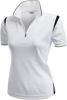 Women's Coolmax 2 Tone Collar Zipup Polo T-Shirt