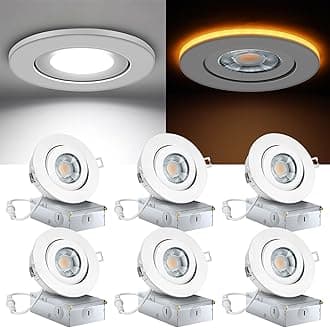 KnLnny Ware Gimbal Recessed Lights 4 Inch with Night Light, Eyeball recessed Lighting with Junction Box,9W 750LM Dimmable ETL Listed, Airtight, 5CCT Selectable
