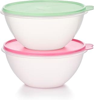 TupperwareHeritage Wonderlier 10.5 Cup Food Storage Bowl Set of 2 in Vintage Colors- Dishwasher Safe & BPA Free - (2 Containers + 2 Lids)