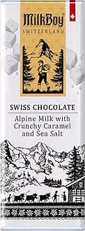 MilkBoy Swiss Chocolate Alpine Milk with Crunchy Caramel and Sea Salt 40g bar, 10 Pack