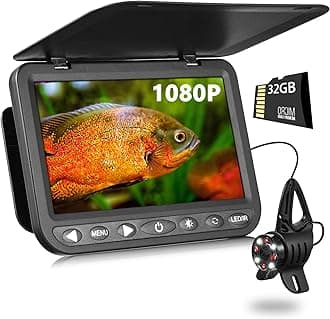 FishPRO HD1080P Underwater Fishing Camera 7'' IPS w/DVR 32GB, 10,000mAh- (NO Need Learn) Ice Fishing Camera Underwater, IR & LED for Dark, Portable Ice Fish Finder for Ice Lake Fishing-82ft