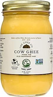 The Ghee Co, Grass fed Ghee, 16 oz, Glass Jar, Made with Grade AA butter, pure ghee, clarified butter, ghee butter, certified NON GMO