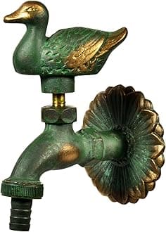 VARIOSAN Nostalgia Outlet Valve "Duck" 11213, 1/2 Inch, Patinated Brass, Long Wall Clearance, Solid Wall Rosette
