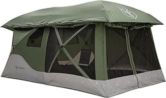 T4 Tandem Hub Tent, Easy 90 Second Set-Up, Waterproof, UV Resistant, Convertible Screen Room, Removable Floor, 4-8 Person, Alpine Green, 78" x 94" x 165", GT450GR