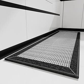 PADOOR Kitchen Mats for Floor, Kitchen Rugs Non Slip Washable, Rubber Backed Kitchen Runner Super Absorbent Kitchen Floor Mat Sink Rug, 20”x47” Black