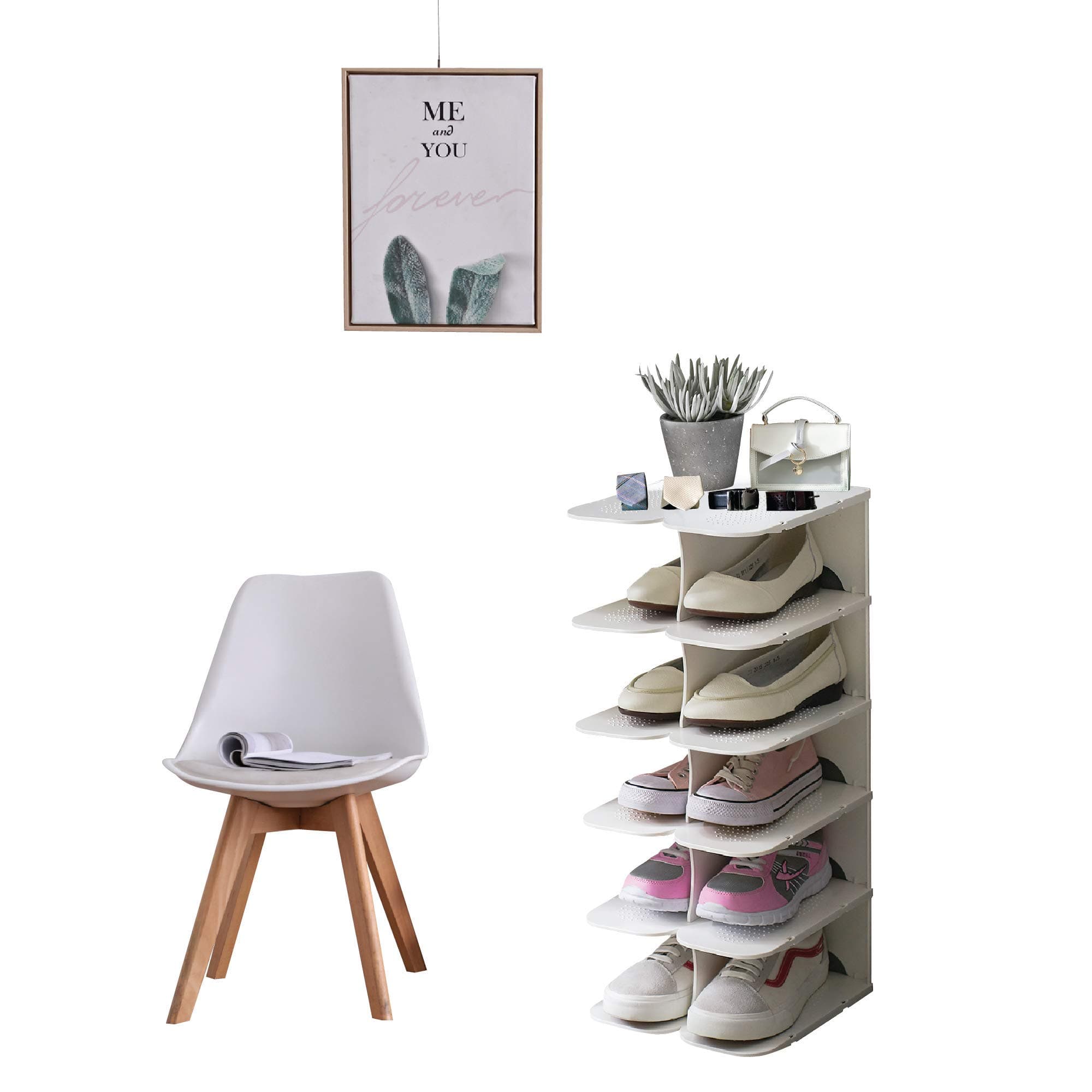 6-Tier Shoe Organizer Rack, Stackable and Adjustable Space-Saving Shoe Storage Shelf, Ideal for Entryway Closet Cabinet Bill Living Room Corridor Balcony [Grey]